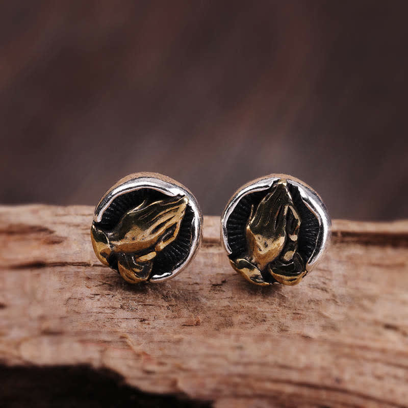 Orecchini a bottone Buddha Stones in argento sterling 925 Namaste Equality