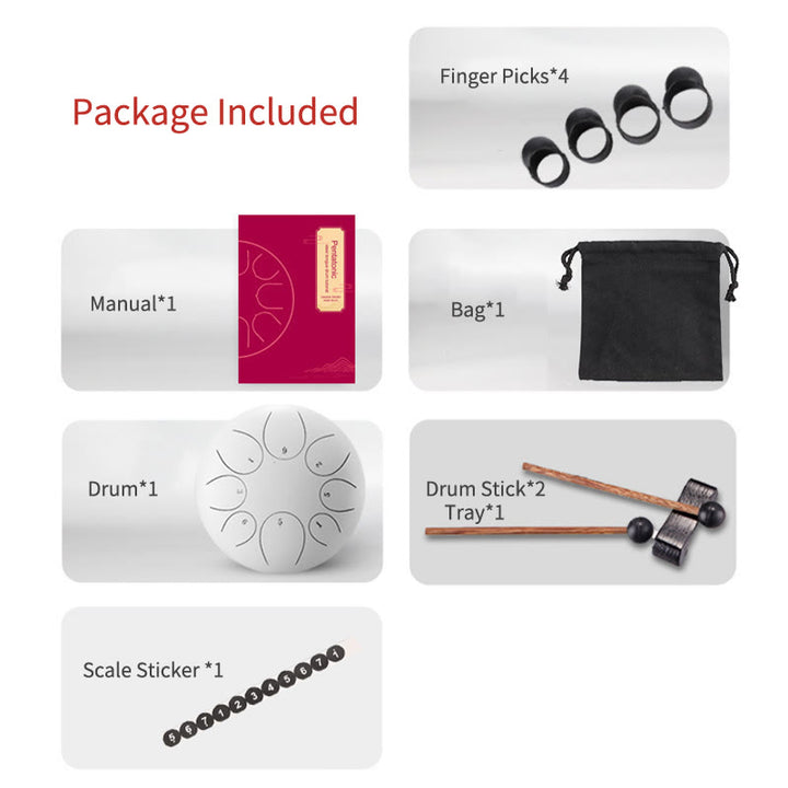 Buddha Stones Steel Tongue Drum Sound Healing Meditazione Lotus Pattern Drum Kit 8 Note Strumento a percussione da 6 pollici