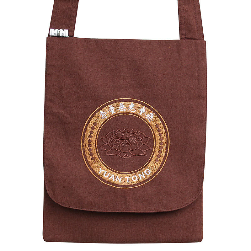 Borsa a tracolla in cotone con ricamo Lotus Spiritual Mind Practice