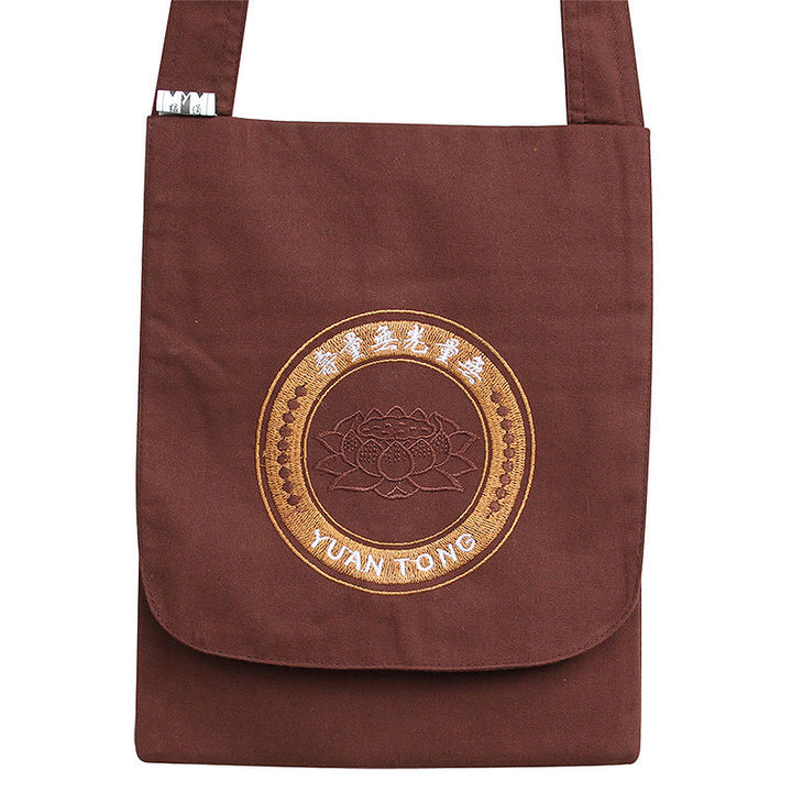 Borsa a tracolla in cotone con ricamo Lotus Spiritual Mind Practice
