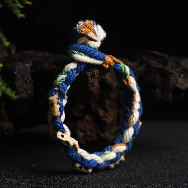 Buddha Stones Tibetano Zakiram Dea della Ricchezza Perlina Incisa Braccialetto Fatto a Mano della Fortuna