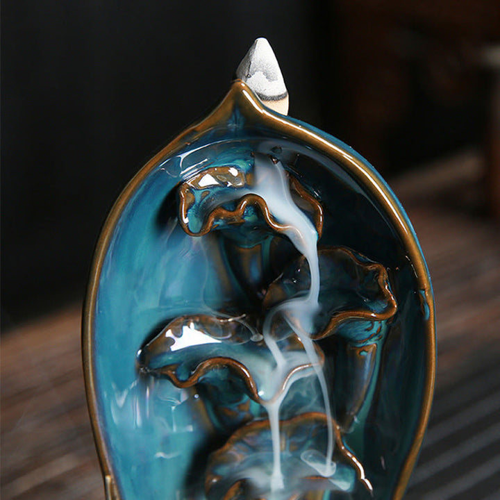 Bruciatore di incenso a cascata Buddha Stones, porta incenso a riflusso