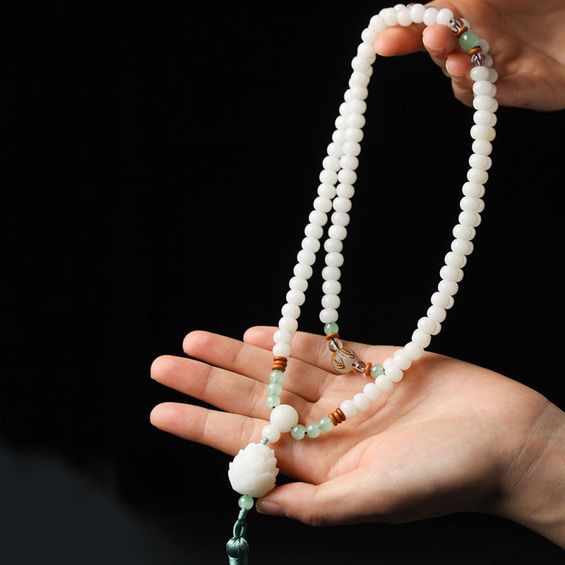 Braccialetto di protezione con 108 perle di Mala di semi di Bodhi bianchi Buddha Stones