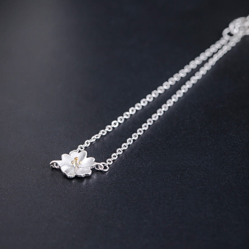 Bracciale a catena con benedizione dei fiori di ciliegio in argento sterling 925 Buddha Stones
