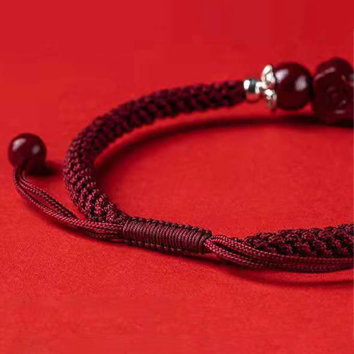 Bracciale intrecciato con Buddha Stones, PiXiu, Cinabro, Ricchezza e Fortuna, fatto a mano