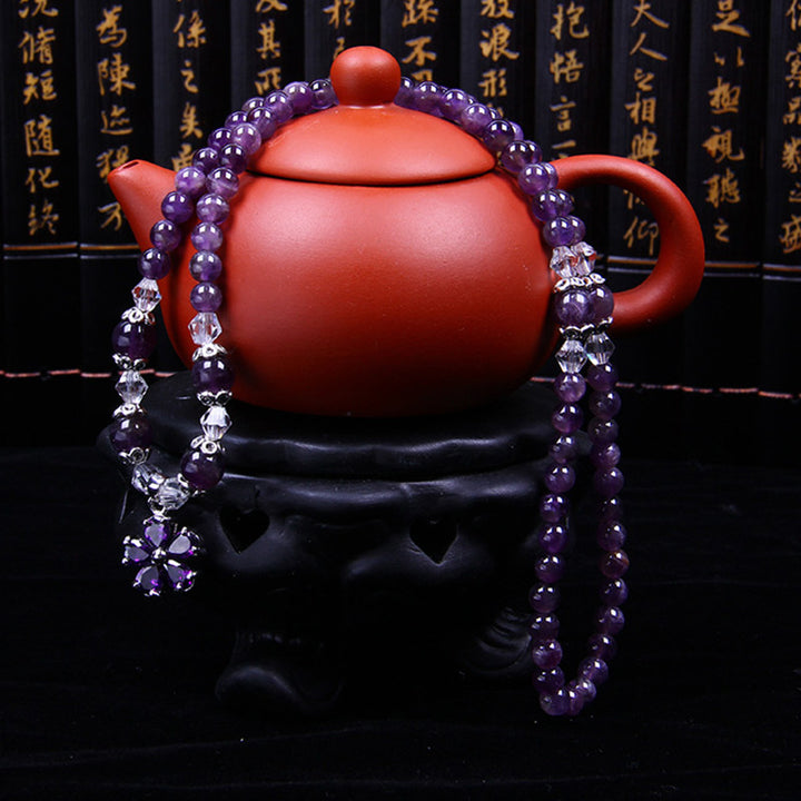 Braccialetto di benedizione in ametista tibetana Buddha Stones