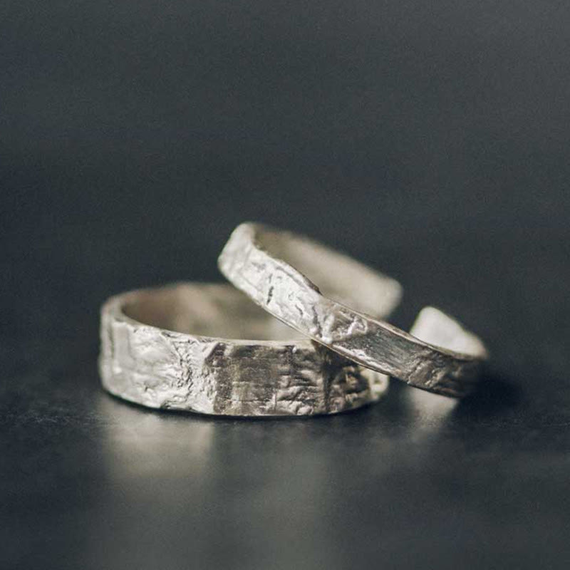 Anello di coppia di benedizione con design semplice in argento sterling 925 Buddha Stones
