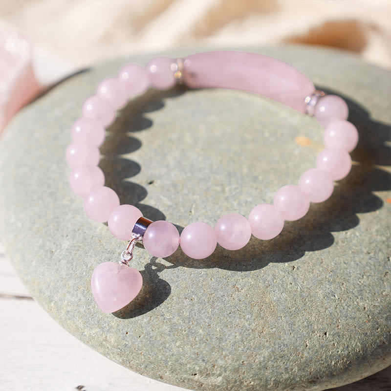 Braccialetto di perline curative con cuore d'amore in quarzo naturale Buddha Stones