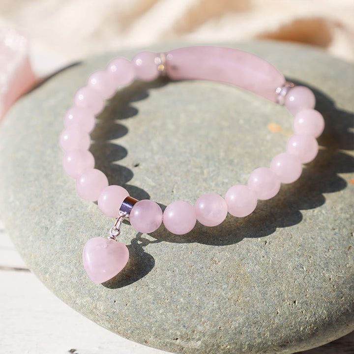 Braccialetto di perline curative con cuore d'amore in quarzo naturale Buddha Stones