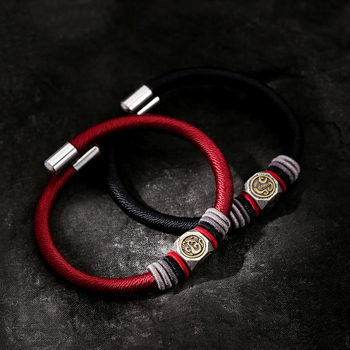 Bracciale Buddha Stones in argento sterling 925 con nodo perfetto e nodo King Kong, fede e forza