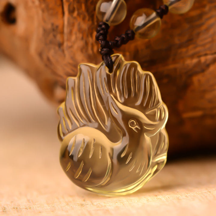 Collana con ciondolo portafortuna a forma di volpe a nove code, in cristallo bianco, ametista naturale, citrino e Buddha Stones