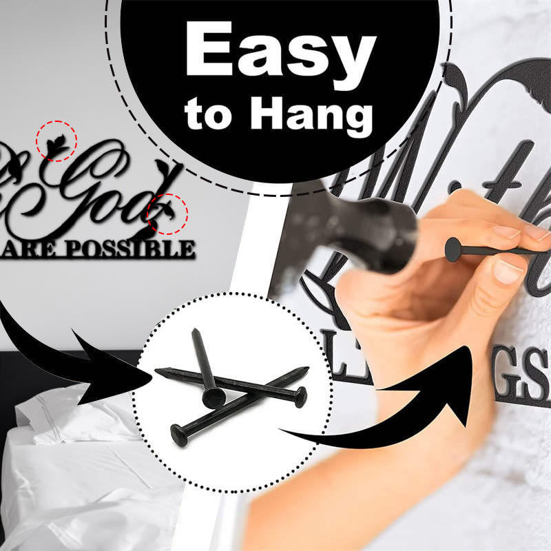 Con Dio tutte le cose sono possibili cartello in metallo da parete