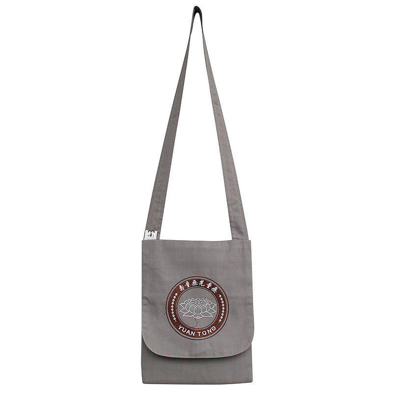 Borsa a tracolla in cotone con ricamo Lotus Spiritual Mind Practice