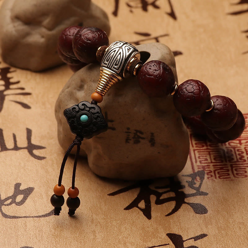 Buddha Stones Tibetano Bodhi Seme Agata Perlina Fortuna Ricchezza Nappa Ciondolo Polso Mala