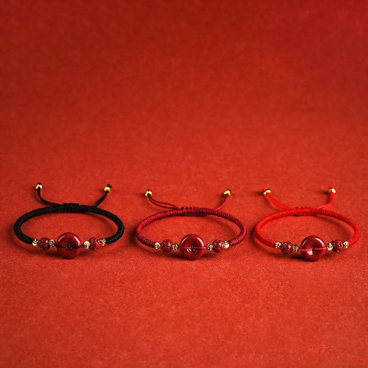 Braccialetto intrecciato con fibbia della pace in cinabro e loto fatto a mano con Buddha Stones - image 19