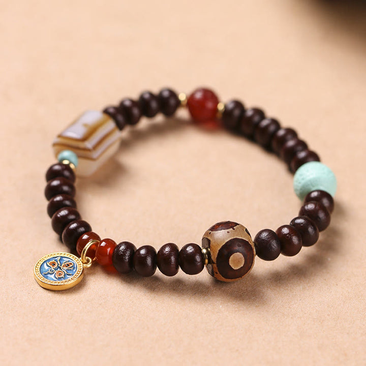 Buddha Stones naturali Tibet viola Bodhi Seed Dzi Bead Dio della ricchezza braccialetto di saggezza