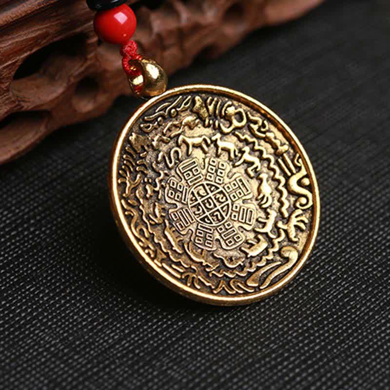 Buddha Stones Tibet Om Mani Padme Hum Ruota della preghiera Nove Palazzo Otto trigrammi Rame Decorazione appesa all'auto