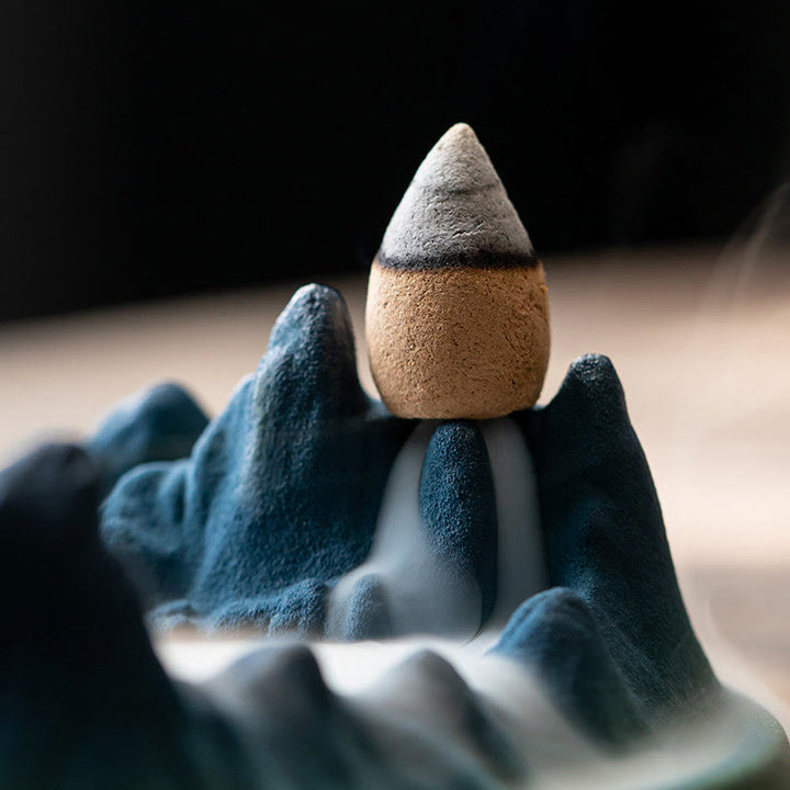 Bruciatore di incenso creativo Mountain River in ceramica con flusso di ritorno curativo