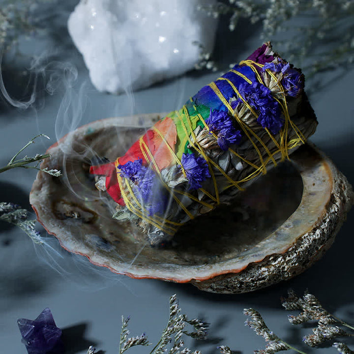Buddha Stones, margherite colorate, fiori di rosa rossa, bastoncino di sbavatura per la pulizia della casa, incenso, guarigione, meditazione, bastoncino di sbavatura, rituali, set