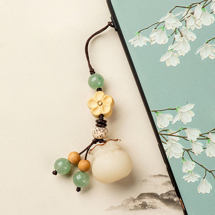 Buddha Stones Seme di Bodhi naturale Sacchetto di soldi Fiore Benedizione Prosperità Portachiavi