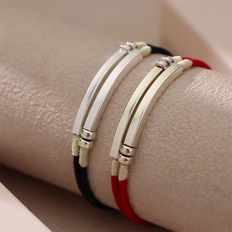 Braccialetto intrecciato a strati in corda rossa in argento sterling 925 Buddha Stones