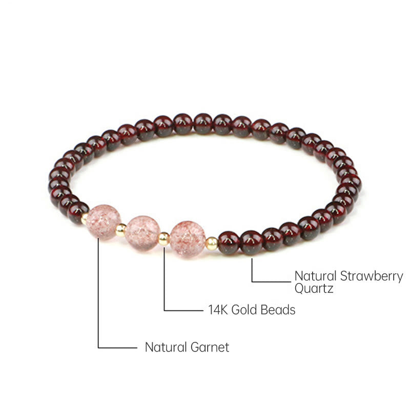 Bracciale Buddha Stones Natural Garnet Strawberry Quartz Calm
