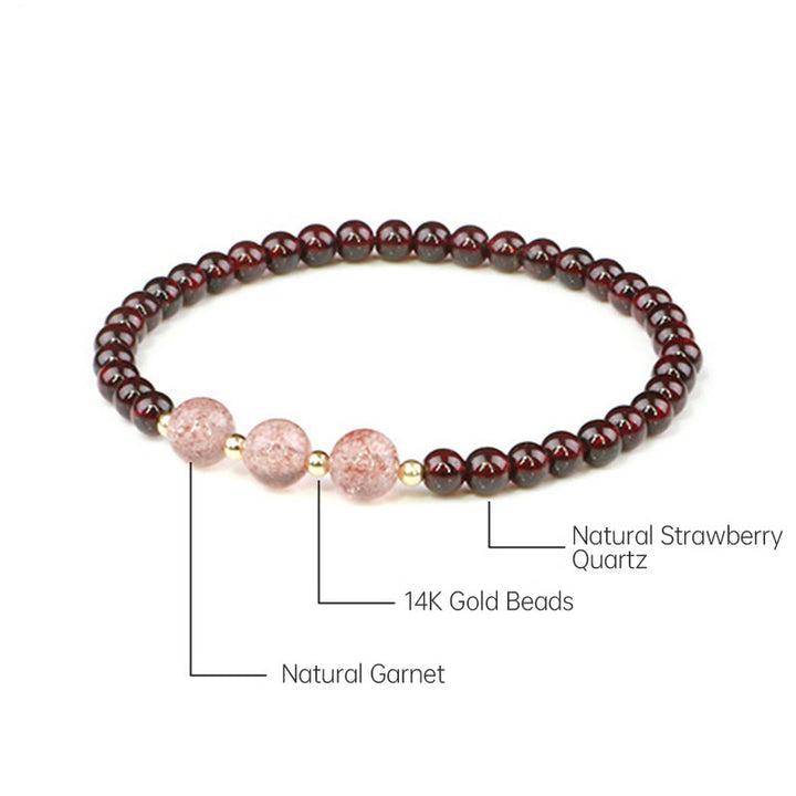 Bracciale Buddha Stones Natural Garnet Strawberry Quartz Calm