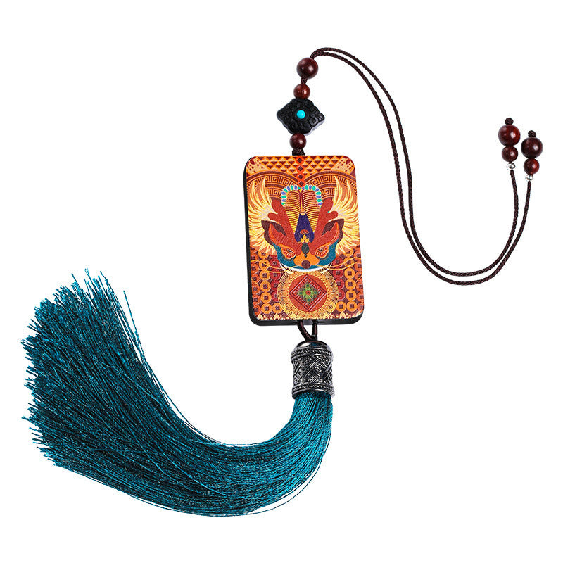 Buddha Stones PiXiu Legno di ebano Fortuna Ricchezza Nappa Decorazione da appendere all'auto