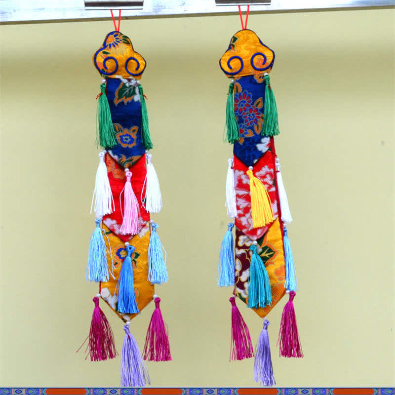 Fiore di loto Otto simboli di buon auspicio Meditazione Illuminazione Nappe colorate Arte murale