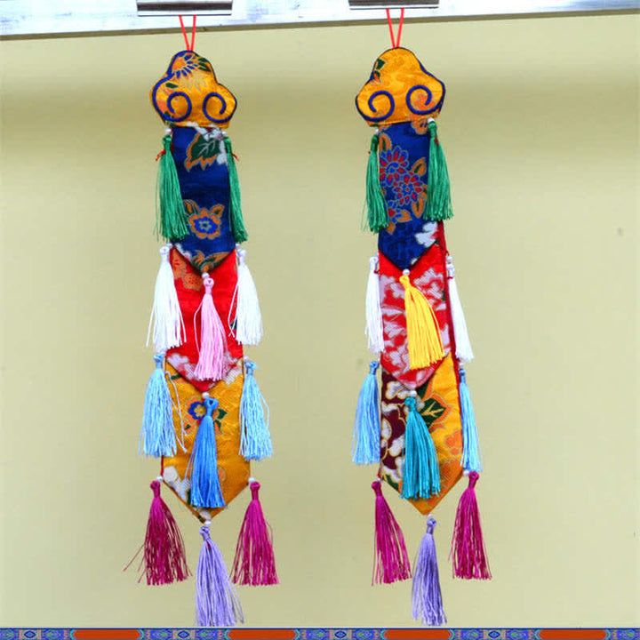 Fiore di loto Otto simboli di buon auspicio Meditazione Illuminazione Nappe colorate Arte murale