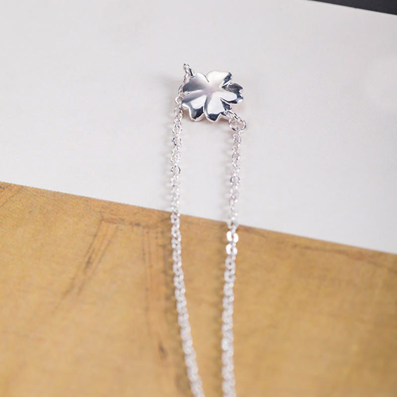 Bracciale a catena con benedizione dei fiori di ciliegio in argento sterling 925 Buddha Stones