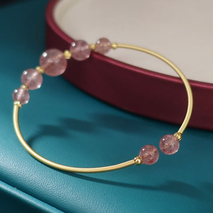Braccialetto di guarigione dell'amore in quarzo fragola naturale Buddha Stones