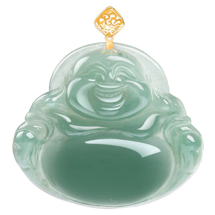 Collana con ciondolo in giada naturale Buddha che ride e abbondanza di prosperità - image 9
