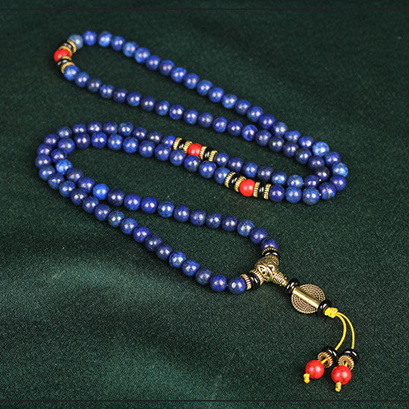 Braccialetto positivo Buddha Stones Tibetan Mala Lapislazzuli