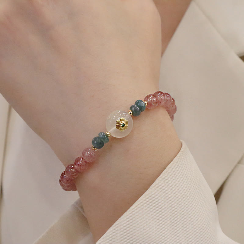 Braccialetto curativo in giada calcedonio quarzo fragola naturale Buddha Stones