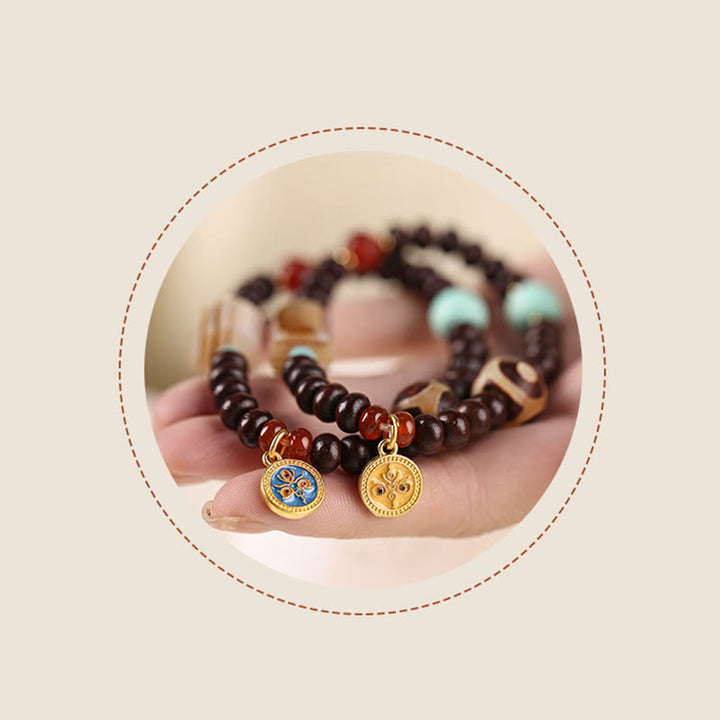 Buddha Stones naturali Tibet viola Bodhi Seed Dzi Bead Dio della ricchezza braccialetto di saggezza