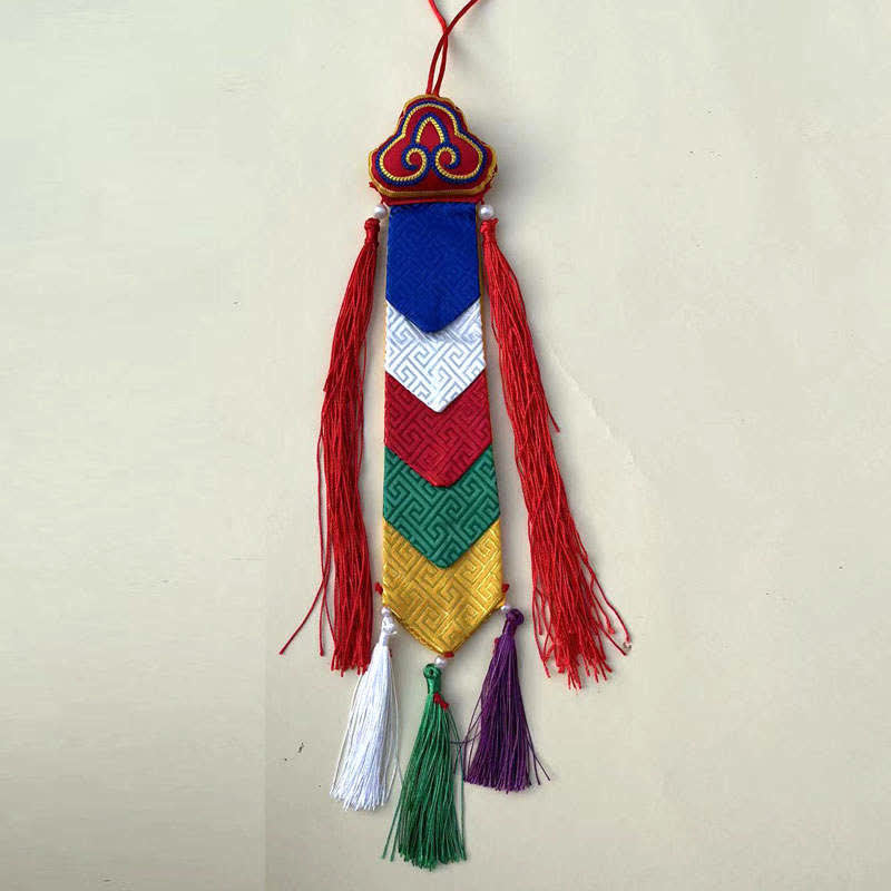 Fiore di loto Otto simboli di buon auspicio Meditazione Illuminazione Nappe colorate Arte murale