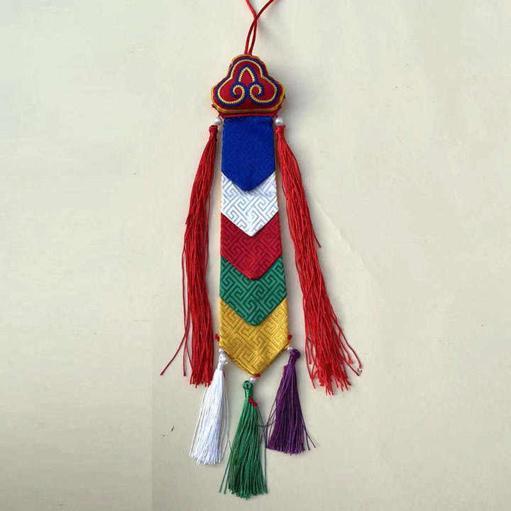 Fiore di loto Otto simboli di buon auspicio Meditazione Illuminazione Nappe colorate Arte murale