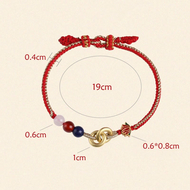 Braccialetto di buon auspicio con fibbia a doppia pace in argento sterling 925 Buddha Stones
