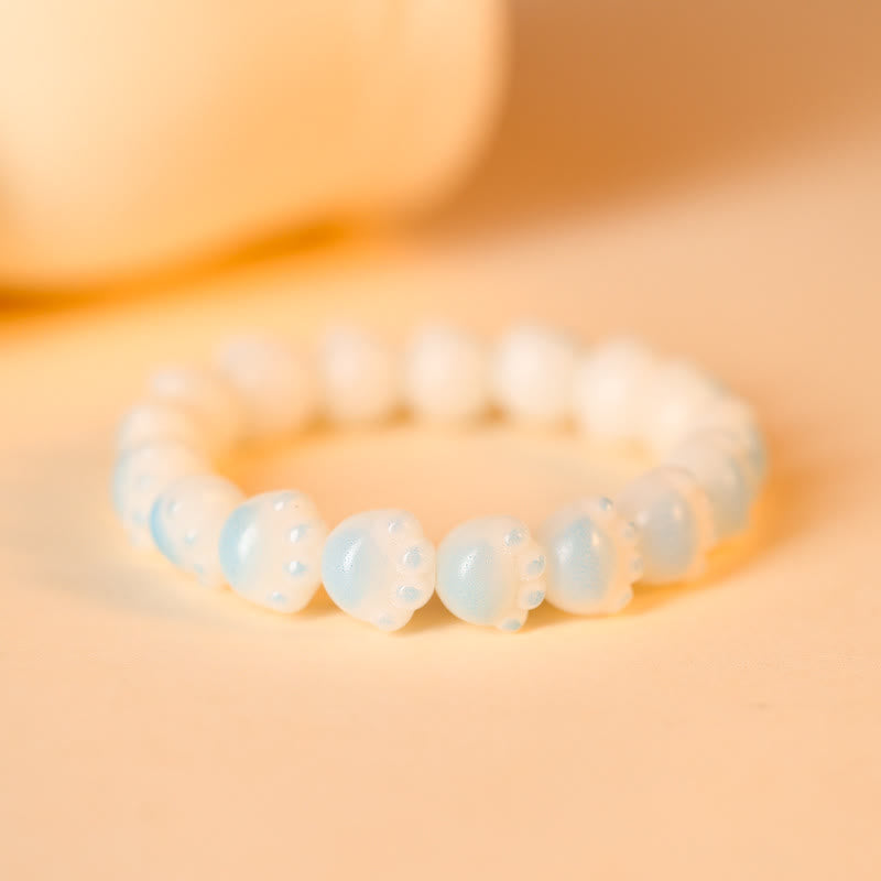 Buddha Stones Semi di Bodhi naturali Zampa adorabile Braccialetto della pace con zampa di gatto fortunato - Azzurro chiaro - image 16
