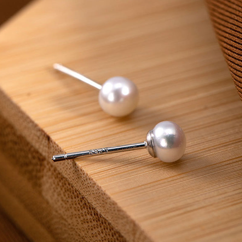 Orecchini a bottone Buddha Stones in argento sterling 925 con perle e ricchezza