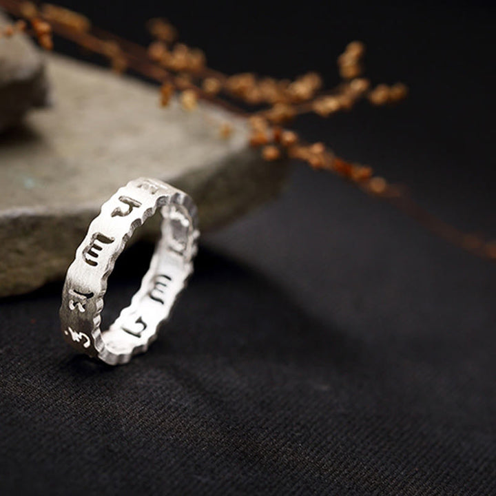 Buddha Stones Tibetano Argento Sterling 925 Om Mani Padme Hum Pace Cavo