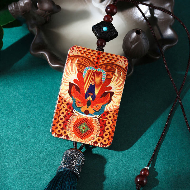 Buddha Stones PiXiu Legno di ebano Fortuna Ricchezza Nappa Decorazione da appendere all'auto