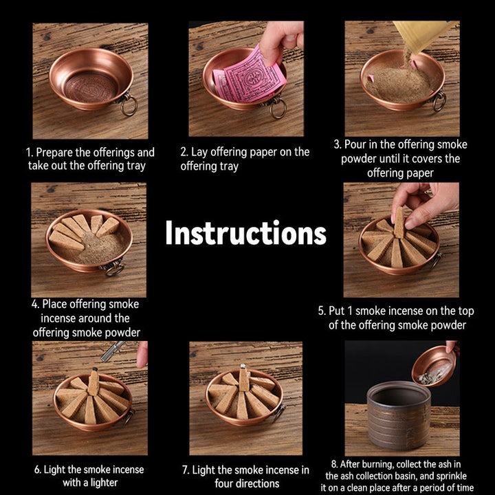 Buddha Stones Piccolo altare di preghiera in rame Porta incenso portatile Salvia Smudging Rituali Usa oggetti