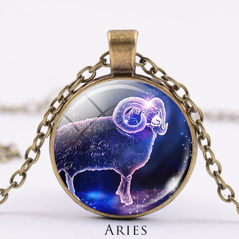 12 Costellazioni dello Zodiaco Luna Cielo Stellato Protezione Benedizione Collana Pendente