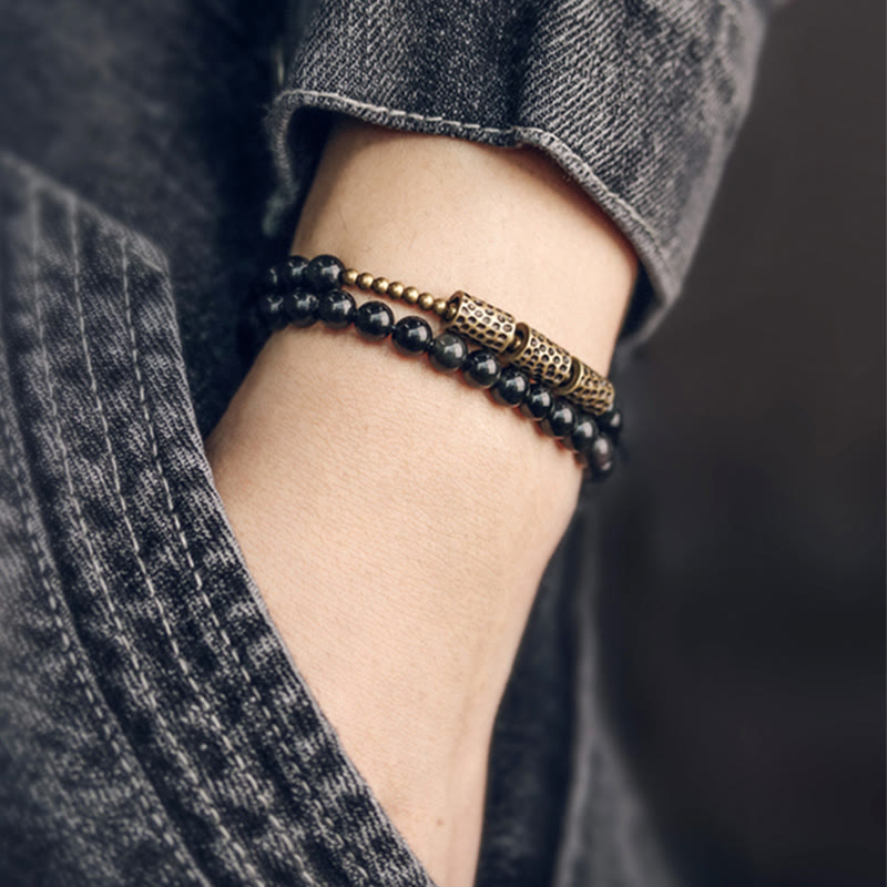 Bracciale Buddha Stones Rainbow Obsidian Copper Love Double Wrap