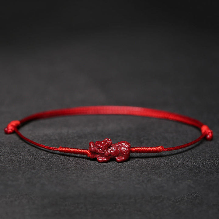 Braccialetto intrecciato con benedizione di Buddha Stones , fatto a mano, con fiore di prugna, quadrifoglio, PiXiu, loto, pesce koi, cinabro