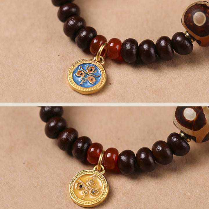 Buddha Stones naturali Tibet viola Bodhi Seed Dzi Bead Dio della ricchezza braccialetto di saggezza