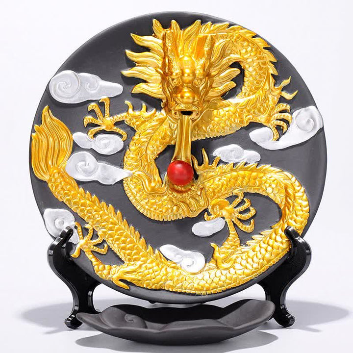 Bruciatore di incenso per meditazione con fontana di fumo a riflusso in ceramica Dragon