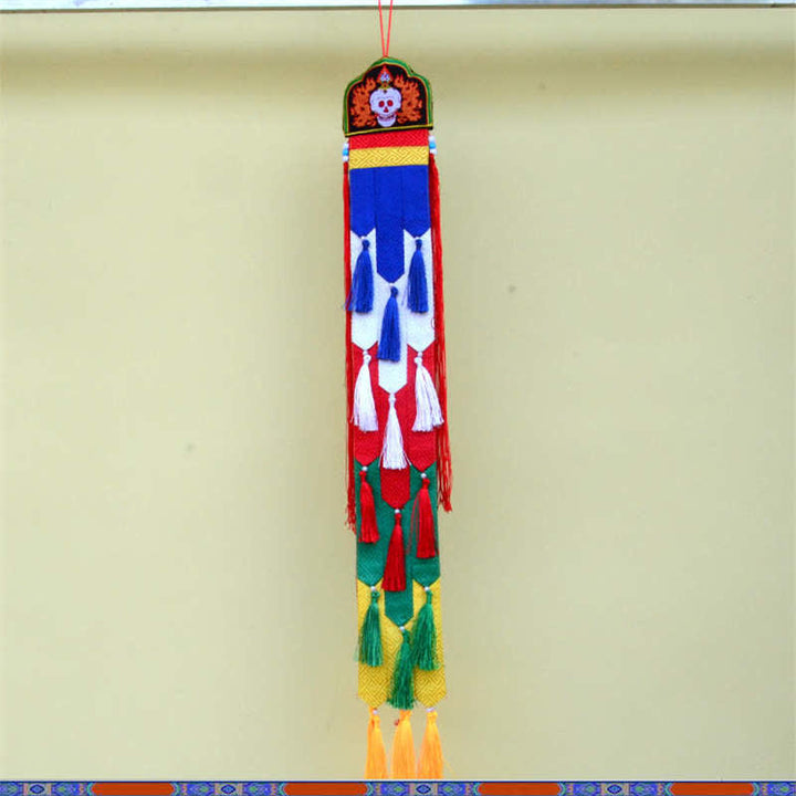 Fiore di loto Otto simboli di buon auspicio Meditazione Illuminazione Nappe colorate Arte murale